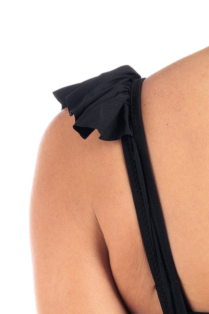 Black plain one-shoulder two-piece bikini set - Bikini Collection - by CAPRI LIFESTYLE