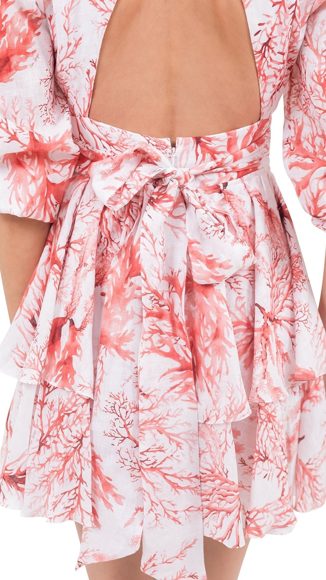 Blue Coral Linen Long Sleeve Short Dress - Dresses - by CAPRI LIFESTYLE