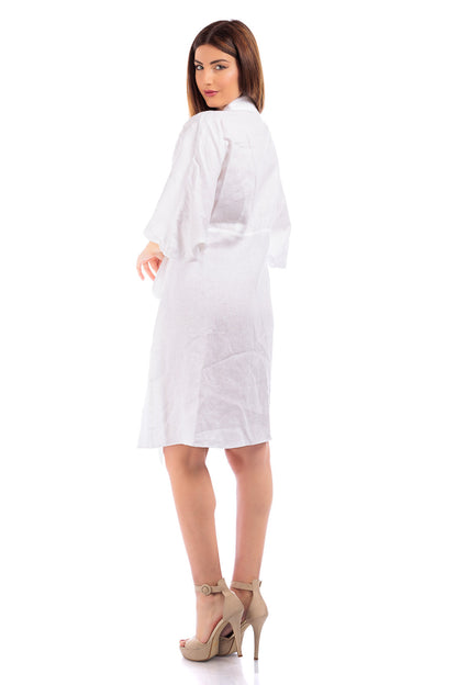 Linen Wrap Around Dress (with  Flower Applique)