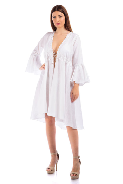 Linen Flare Coverup (with Lace details)