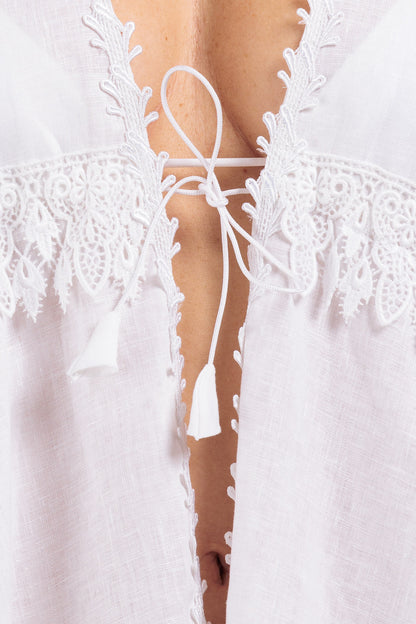 Linen Flare Coverup (with Lace details)