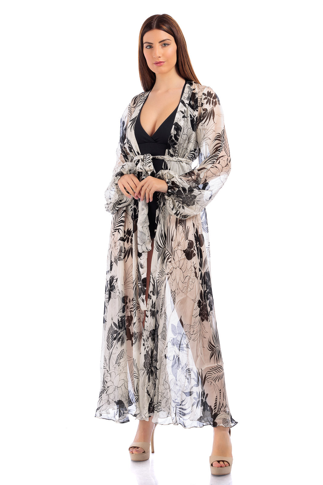 CASSIA Silk Chiffon Long Robe