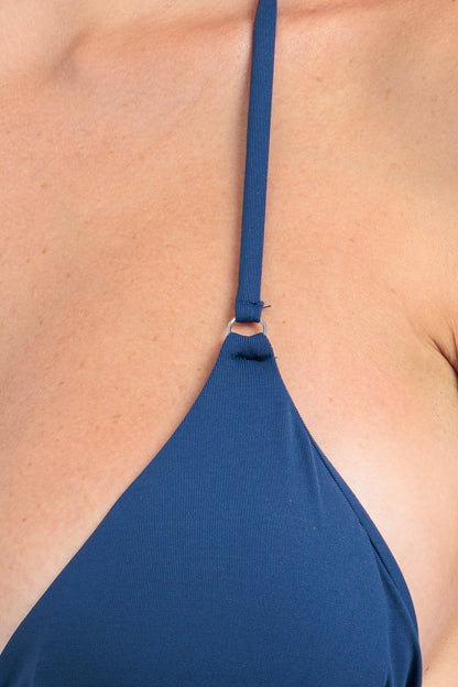 Blue  color Micro Fiber Classic Triangle with Side-Tie Bikini Set