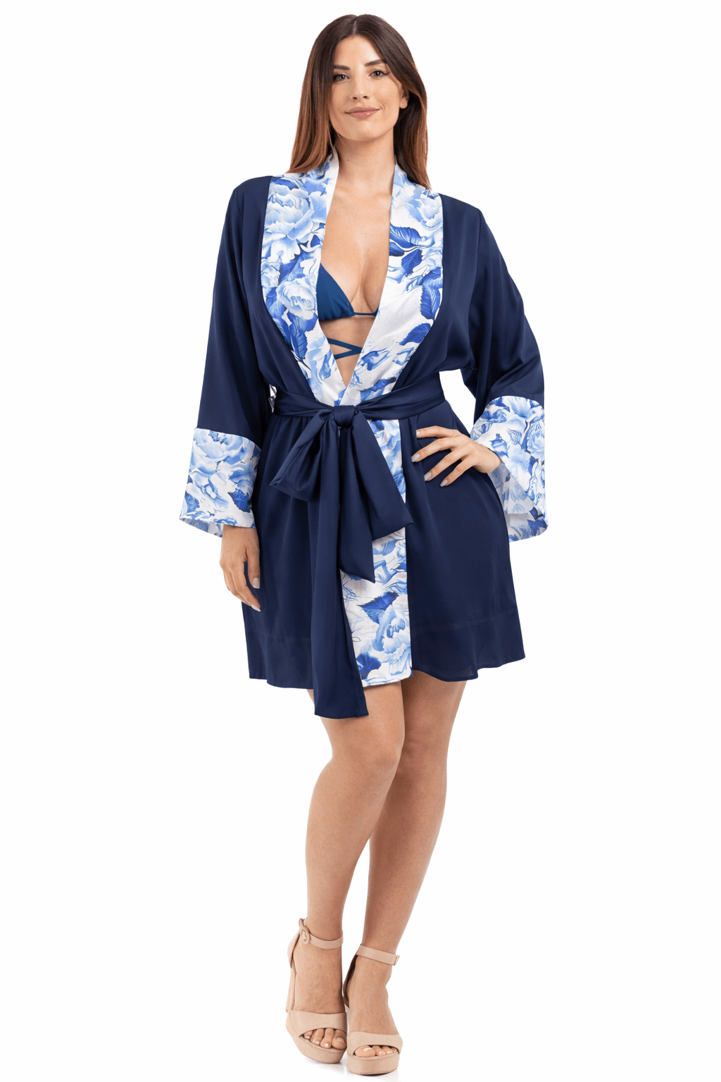 Caprilifestyle Floral Short Kimono Side Pocket - by CAPRI LIFESTYLE
