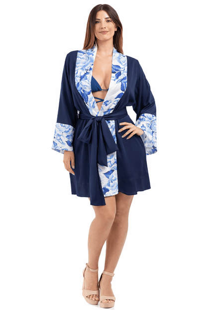 Caprilifestyle Floral Short Kimono Side Pocket - by CAPRI LIFESTYLE
