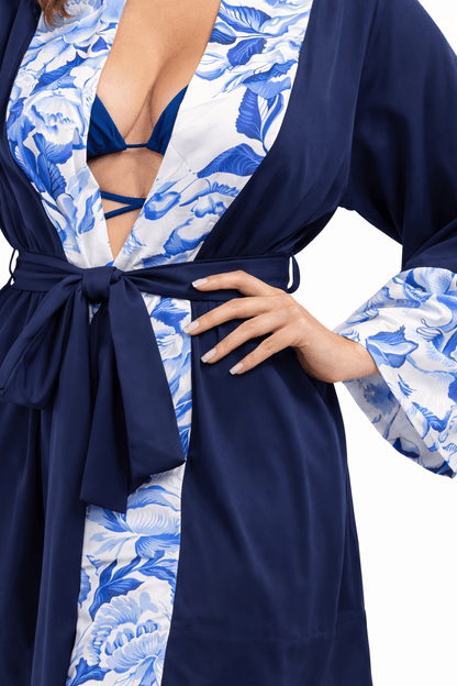 Caprilifestyle Floral Short Kimono Side Pocket - by CAPRI LIFESTYLE