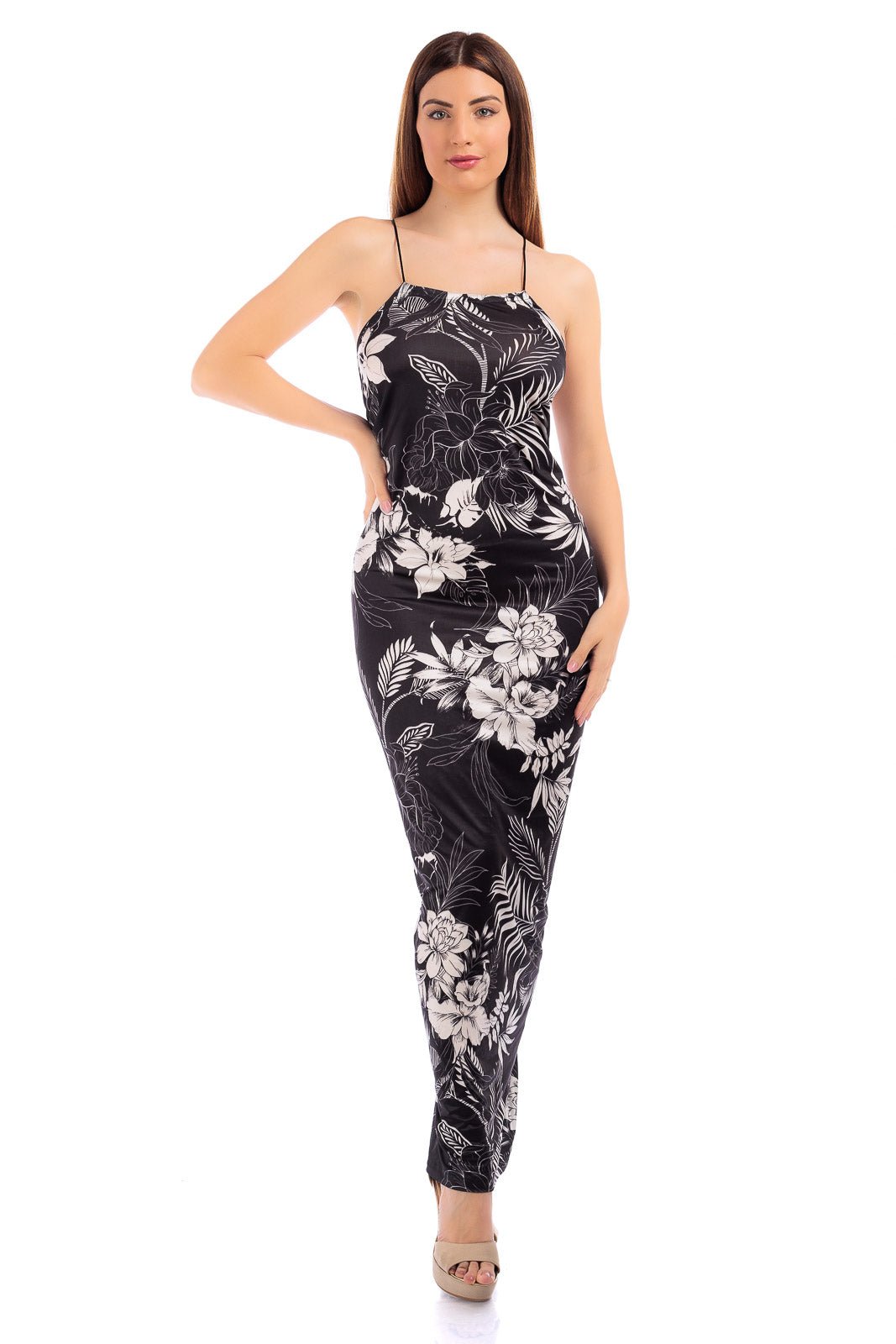 CASSIA Elastane Halter Dress with Back Ruching