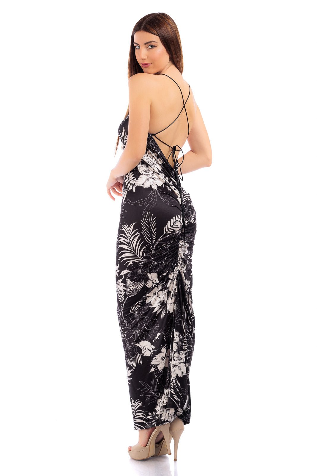 CASSIA Elastane Halter Dress with Back Ruching