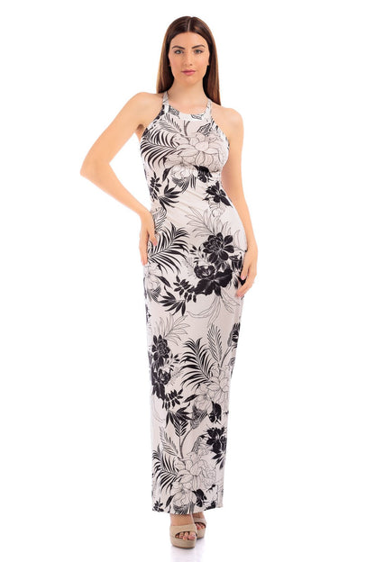 CASSIA Elastane Halter Dress with Side Slit