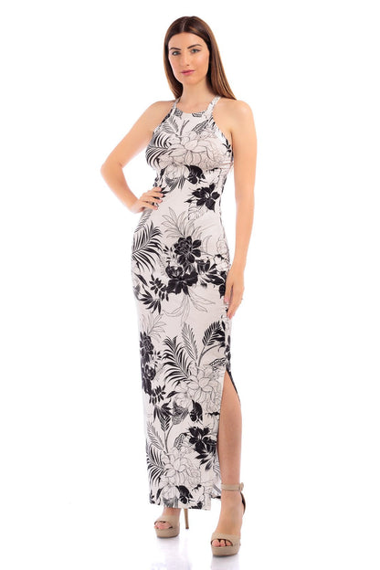 CASSIA Elastane Halter Dress with Side Slit