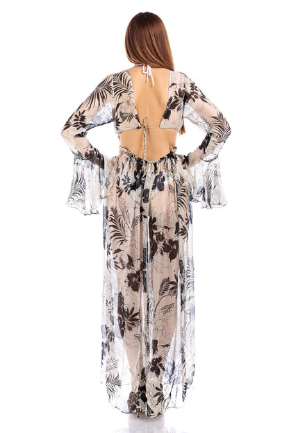 CASSIA Silk Chiffon Long Coverup