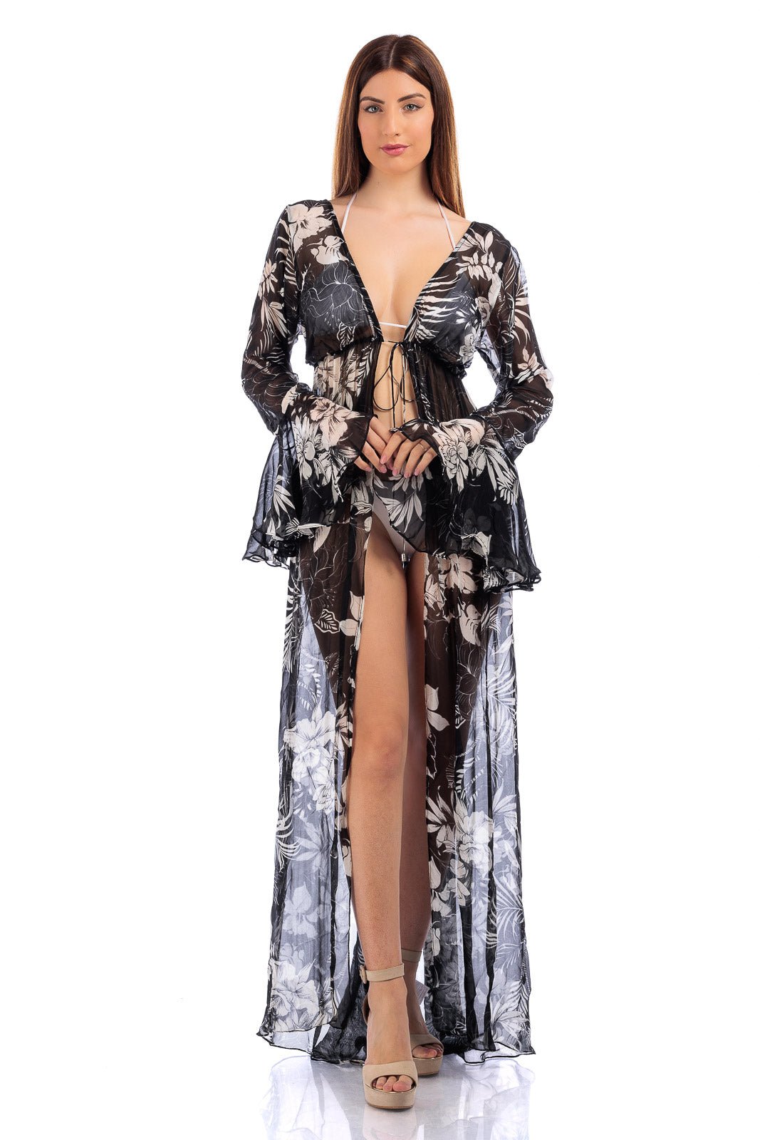 CASSIA Silk Chiffon Long Coverup