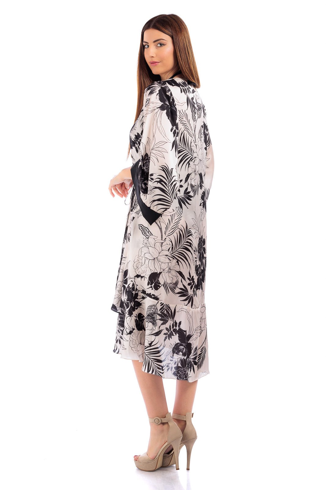 CASSIA Silk Short Wrap Around LS Dress