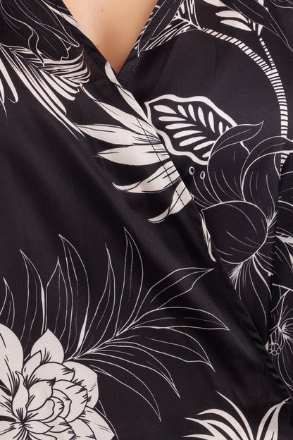 CASSIA Silk Short Wrap Around LS Dress