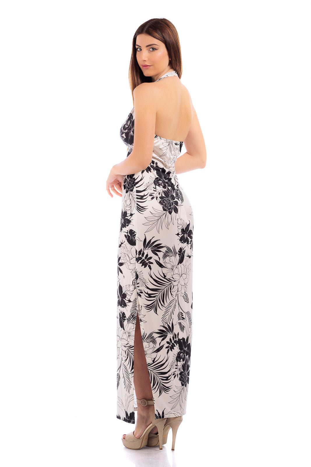 CASSIA Twisted Gathered Waist Long Dress