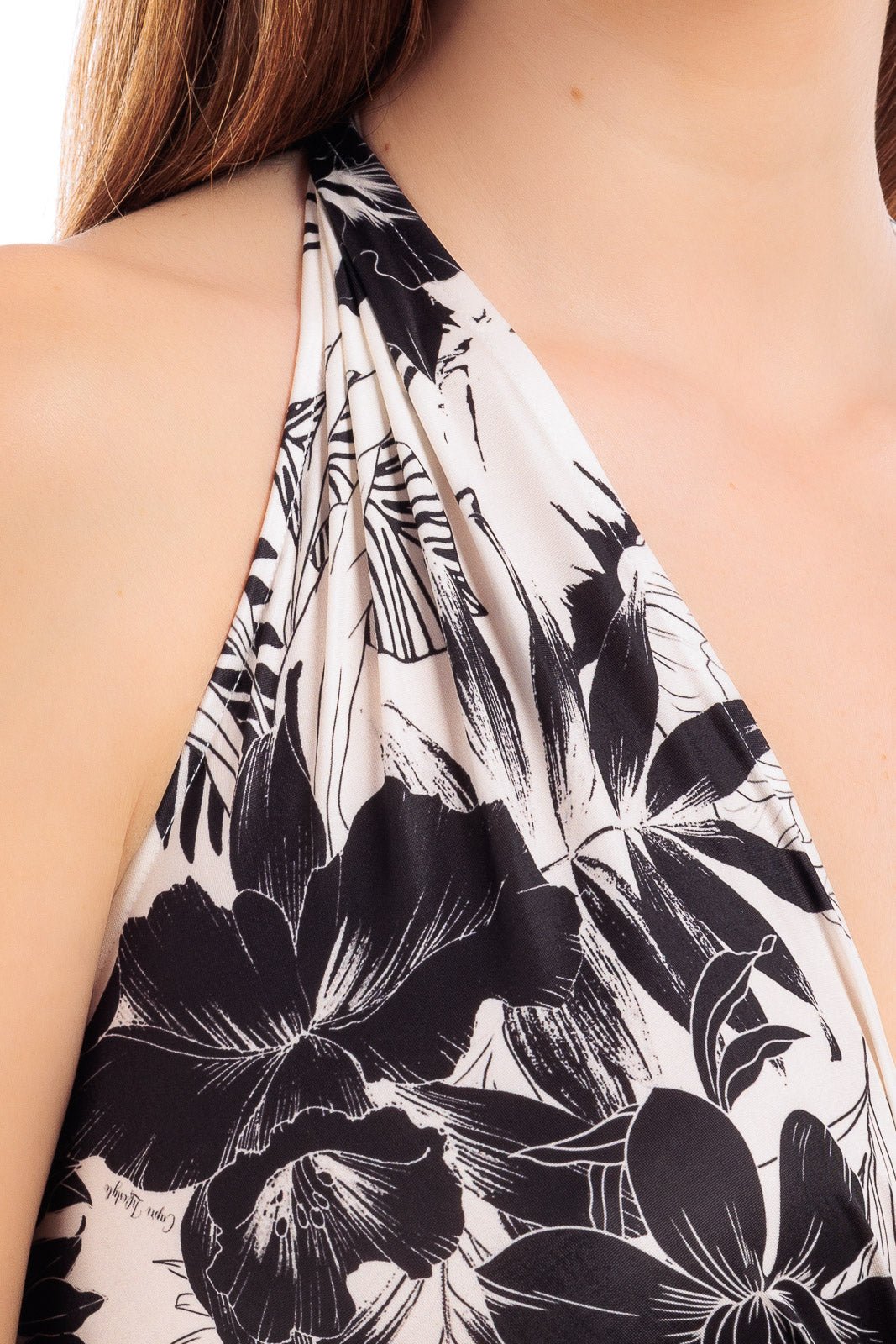 CASSIA Twisted Gathered Waist Long Dress