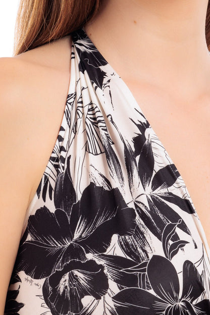 CASSIA Twisted Gathered Waist Long Dress