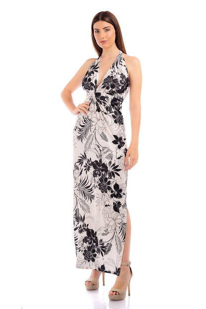 CASSIA Twisted Gathered Waist Long Dress