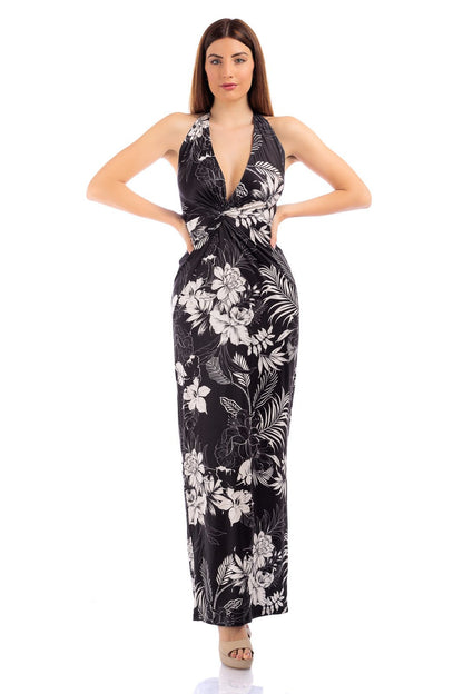 CASSIA Twisted Gathered Waist Long Dress