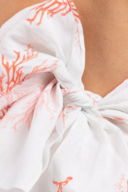 Coral Branch Print American Neckline - Women&