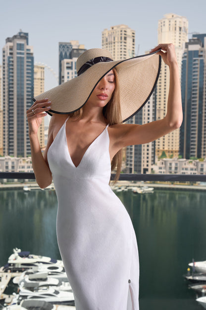 Elegant linen long dress - Dresses - by CAPRI LIFESTYLE