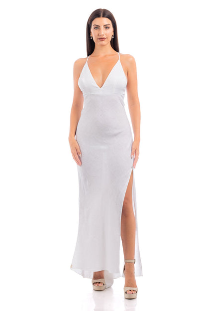 Elegant linen long dress - Dresses - by CAPRI LIFESTYLE