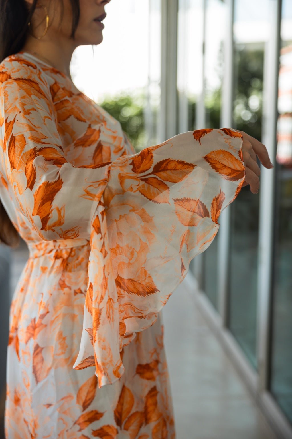 Elegant Silk Chiffon Dress with Floral Print - by CAPRI LIFESTYLE