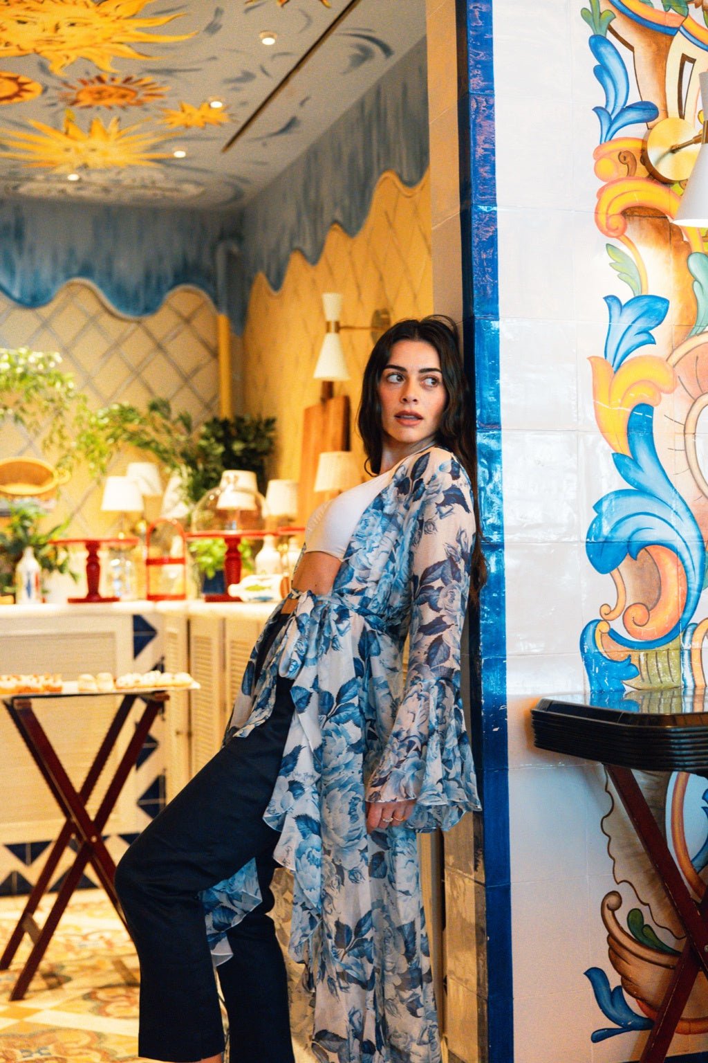 Elegant Silk Chiffon Dress with Floral Print - by CAPRI LIFESTYLE