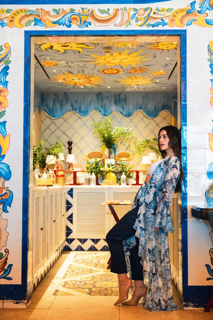 Elegant Silk Chiffon Dress with Floral Print - by CAPRI LIFESTYLE