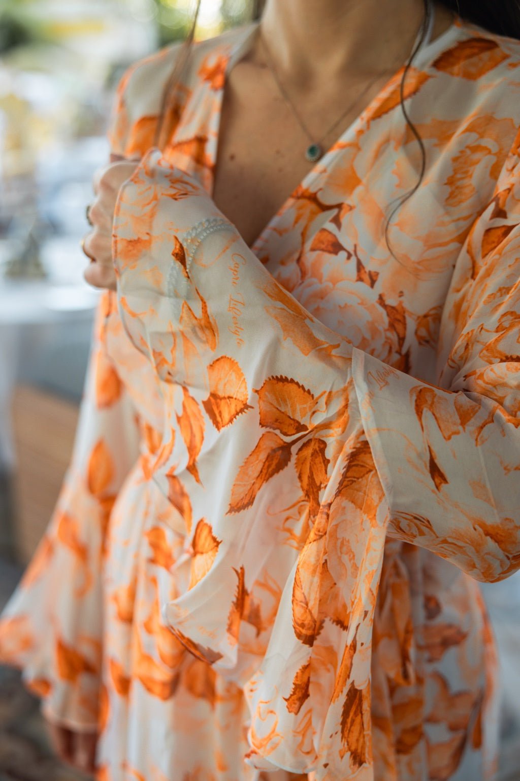 Elegant Silk Chiffon Dress with Floral Print - by CAPRI LIFESTYLE