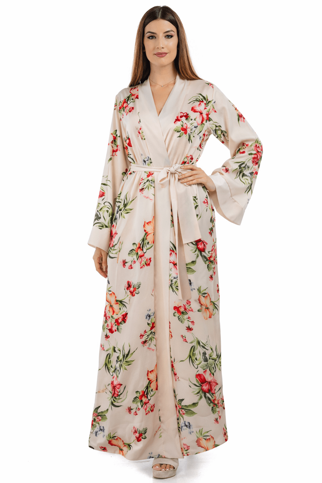 Floral Long Kimono Robe - by CAPRI LIFESTYLE