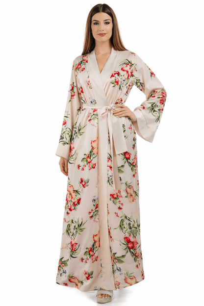 Floral Long Kimono Robe - by CAPRI LIFESTYLE