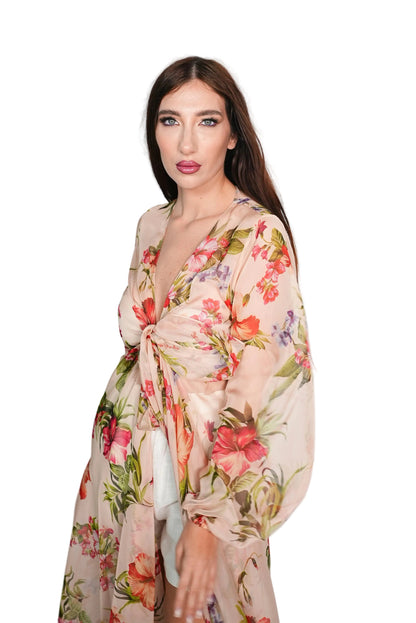 Floral Sheer Cover - Up - by CAPRI LIFESTYLE
