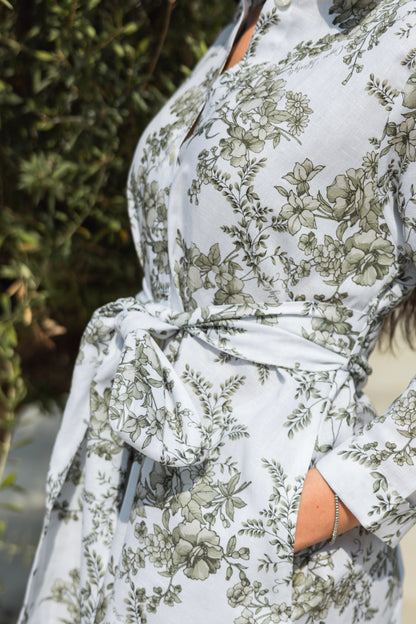 Flowery Flowy Linen Dress - by CAPRI LIFESTYLE