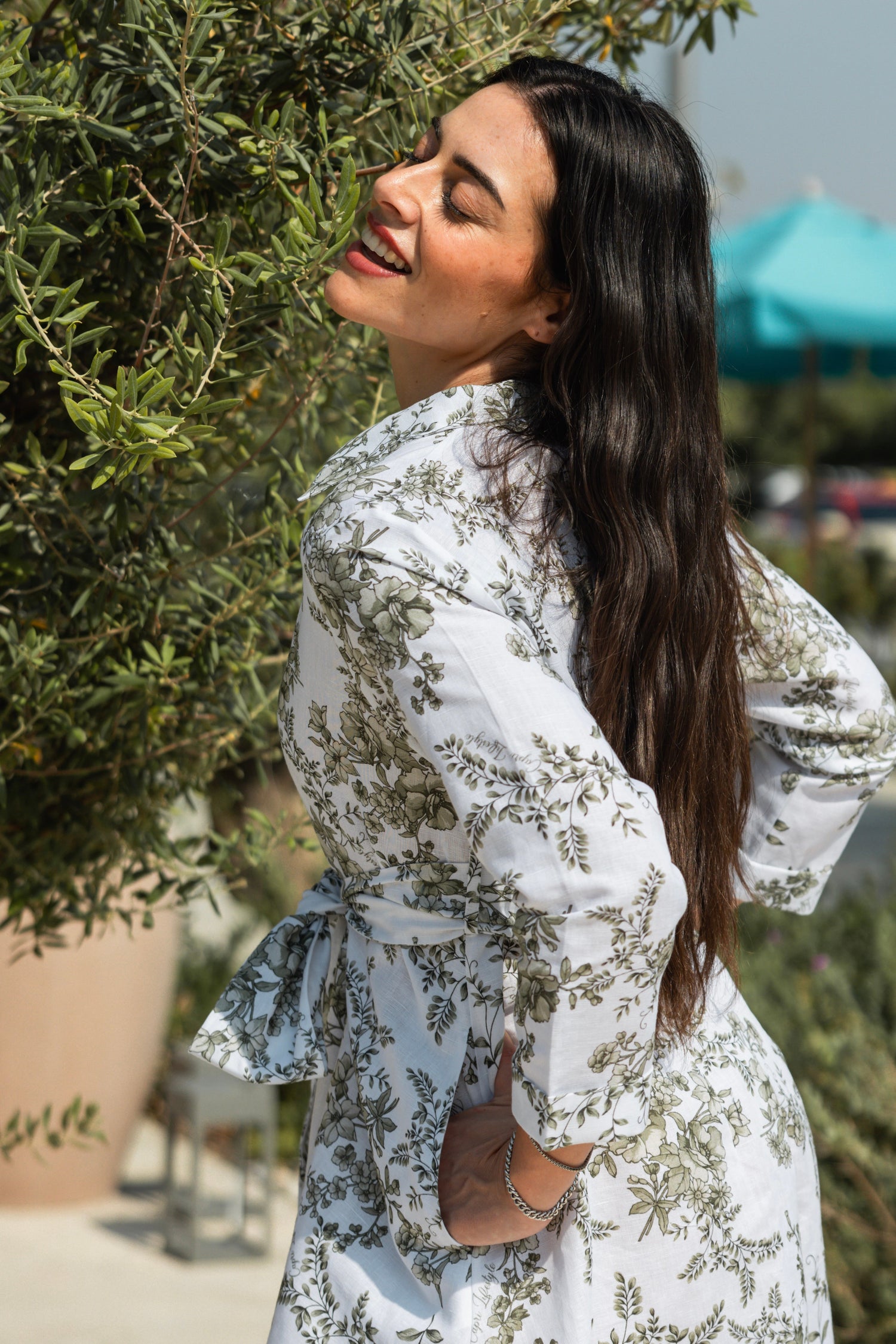 Flowery Flowy Linen Dress - by CAPRI LIFESTYLE