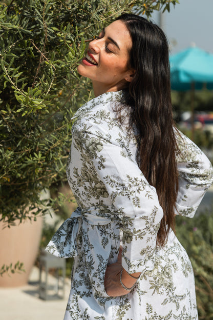 Flowery Flowy Linen Dress - by CAPRI LIFESTYLE