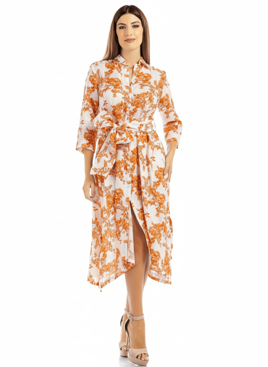 Flowery Flowy Linen Dress - by CAPRI LIFESTYLE