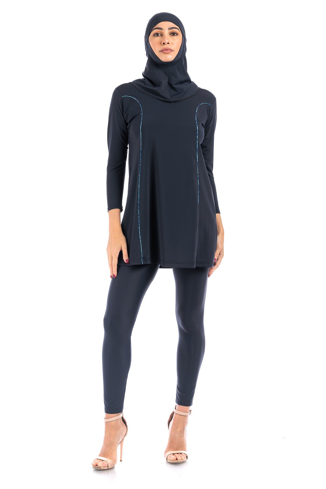LBK16-B-Burkini da donna con leggings e copricapo