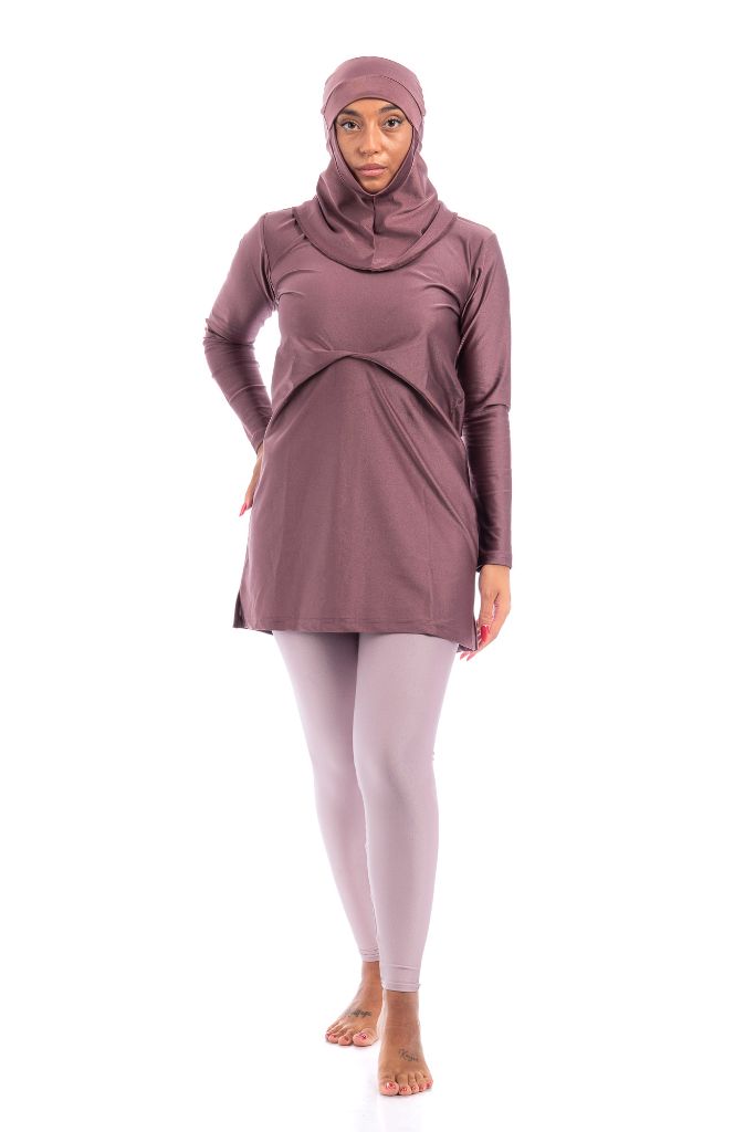 LBK33 - Capri Luxury Plain Burkini, Front Details with Head Cover &amp; Leggings - Burkini - by CAPRI LIFESTYLE