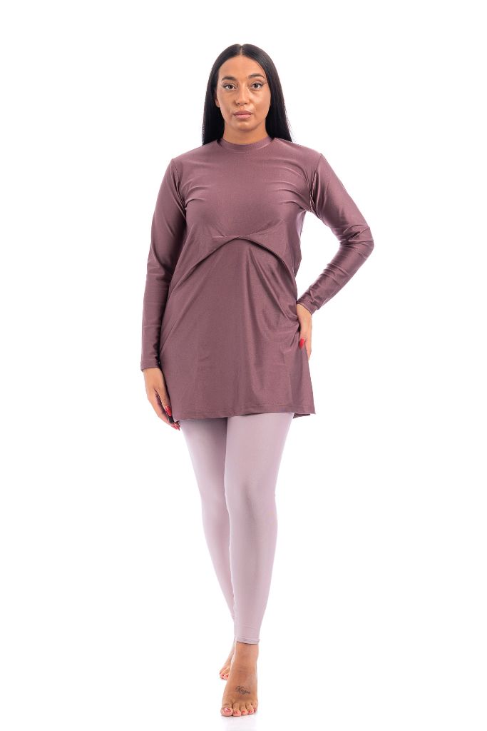 LBK33 - Capri Luxury Plain Burkini, Front Details with Head Cover &amp; Leggings - Burkini - by CAPRI LIFESTYLE