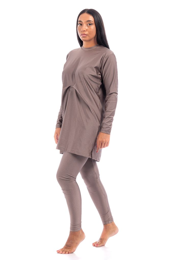 LBK33 - Capri Luxury Plain Burkini, Front Details with Head Cover &amp; Leggings - Burkini - by CAPRI LIFESTYLE