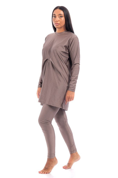 LBK33 - Capri Luxury Plain Burkini, Front Details with Head Cover &amp; Leggings - Burkini - by CAPRI LIFESTYLE