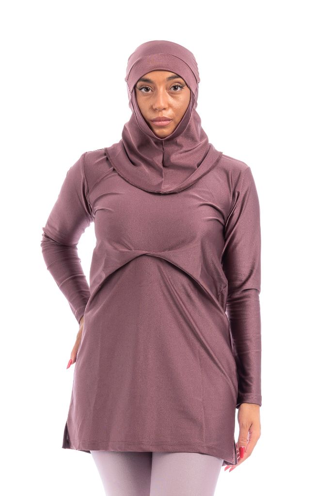 LBK33 - Capri Luxury Plain Burkini, Front Details with Head Cover &amp; Leggings - Burkini - by CAPRI LIFESTYLE