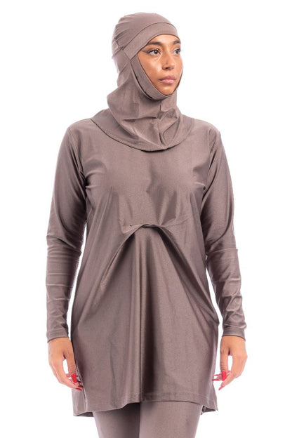 LBK33 - Capri Luxury Plain Burkini, Front Details with Head Cover &amp; Leggings - Burkini - by CAPRI LIFESTYLE