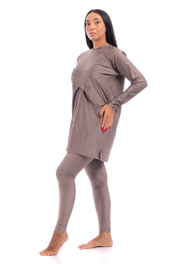 LBK33 - Capri Luxury Plain Burkini, Front Details with Head Cover &amp; Leggings - Burkini - by CAPRI LIFESTYLE