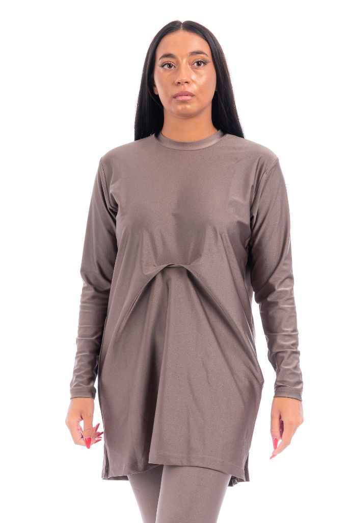 LBK33 - Capri Luxury Plain Burkini, Front Details with Head Cover &amp; Leggings - Burkini - by CAPRI LIFESTYLE