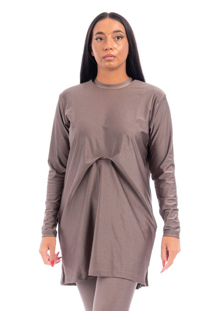 LBK33 - Capri Luxury Plain Burkini, Front Details with Head Cover &amp; Leggings - Burkini - by CAPRI LIFESTYLE