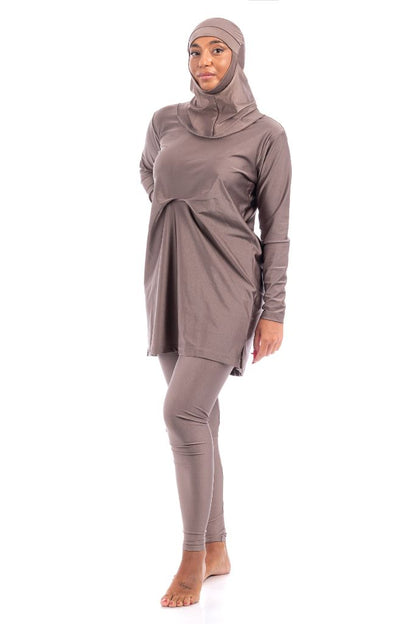 LBK33 - Capri Luxury Plain Burkini, Front Details with Head Cover &amp; Leggings - Burkini - by CAPRI LIFESTYLE