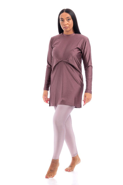 LBK33 - Capri Luxury Plain Burkini, Front Details with Head Cover &amp; Leggings - Burkini - by CAPRI LIFESTYLE
