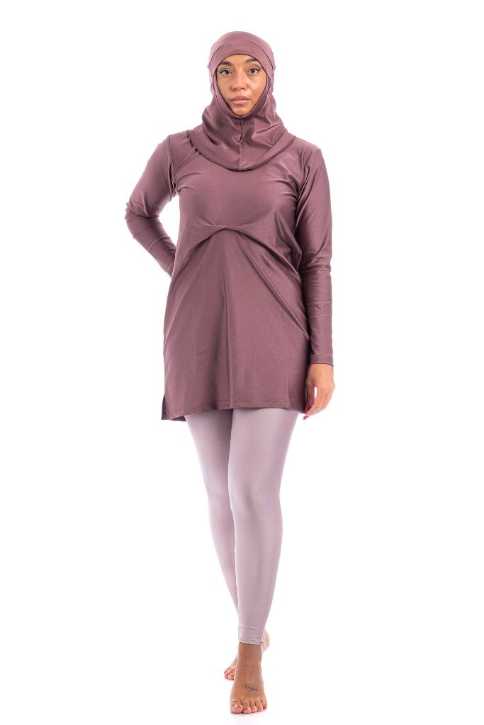LBK33 - Capri Luxury Plain Burkini, Front Details with Head Cover &amp; Leggings - Burkini - by CAPRI LIFESTYLE